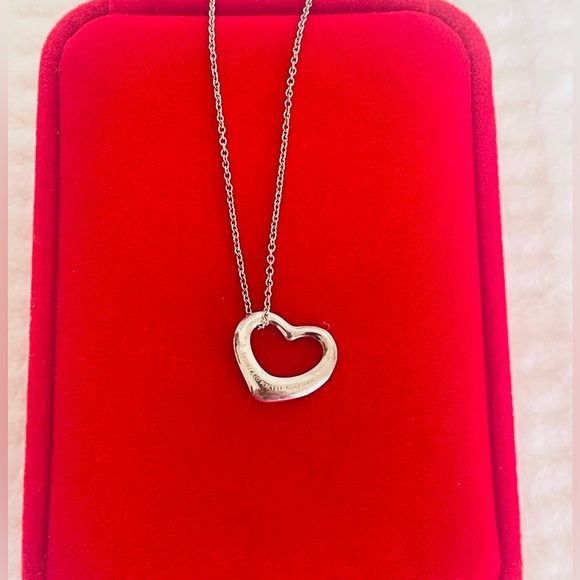 Tiffany & Co. 925 Silver Heart Pendant Necklace 16” - Picture 1 of 5